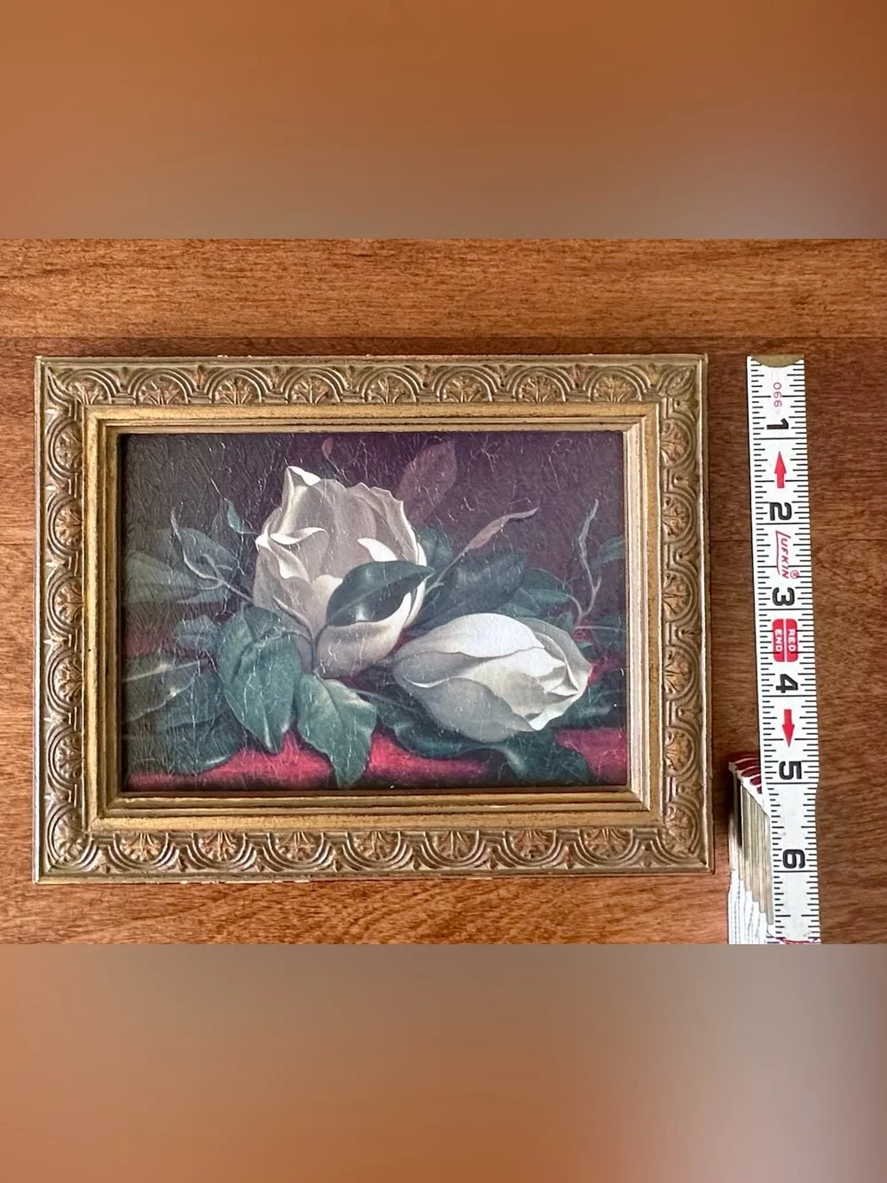 Framed Magnolia Floral Wall Art – Vintage Style Gold Frame – 8” x 6”